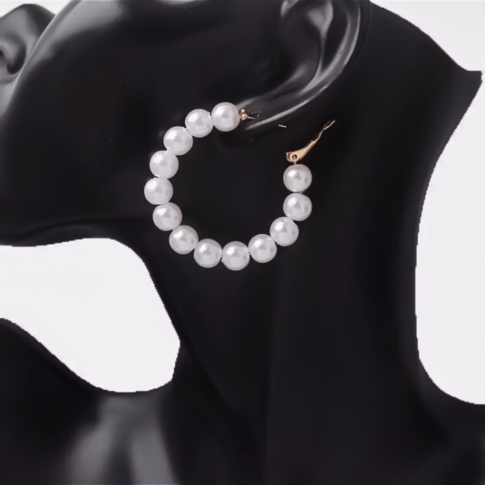 ⚫️𝟲𝟱%𝗢𝗙𝗙|𝗯𝘂𝗻𝗱𝗹𝗲𝘀𝟯+⚫️ ⚜️[𝟯/$𝟭𝟴]⚜️Large Thick Pearl Hoops NEW - Picture 5 of 8